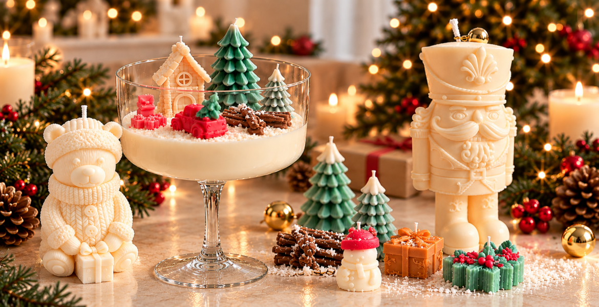Gezellige kersttafel met kaarsdecoraties